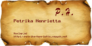 Petrika Henrietta névjegykártya