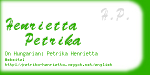 henrietta petrika business card